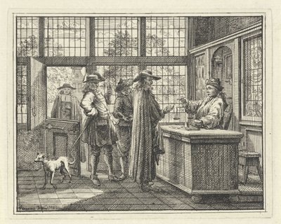 Interieur mit Goldwäger und Kunden von Vincent Laurensz. van der Vinne (II)