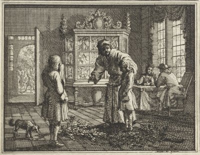 Vater tadelt seine Kinder von Vincent Laurensz. van der Vinne (II)