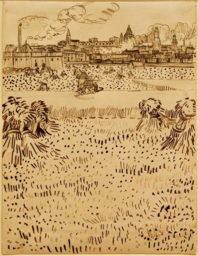 Blick auf Arles über die Kornfelder von Vincent van Gogh