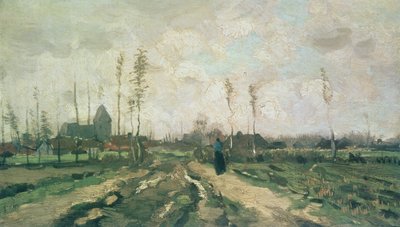 Landschaft mit Kirche und Häusern, Nuenen, 1885 von Vincent van Gogh