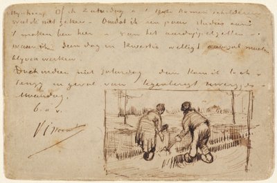 Postkarte mit zwei Bauern beim Graben, 1885 von Vincent van Gogh