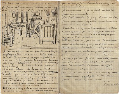 Das Schlafzimmer, Brief an Paul Gauguin aus Arles, Mittwoch, 17. Oktober 1888 von Vincent van Gogh