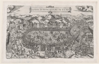 Speculum Romanae Magnificentiae: Karnevalsspiele auf dem Monte Testaccio in Rom von Vincenzo Luchino