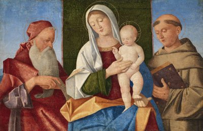 Maria mit Kind zwischen Heiligen Hieronymus und Franziskus von Vincenzo di Biagio Catena