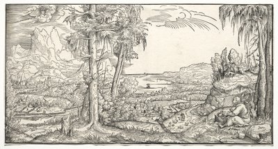 St. Johannes auf der Insel Patmos, ca. 1545-55 von Virgilius Solis