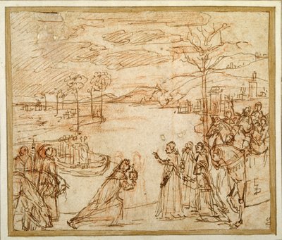 Kardinal Bessarion überreicht drei Vertretern der Scuola della Carità in Venedig das Reliquiar mit einem Fragment des Wahren Kreuzes von Vittore Carpaccio