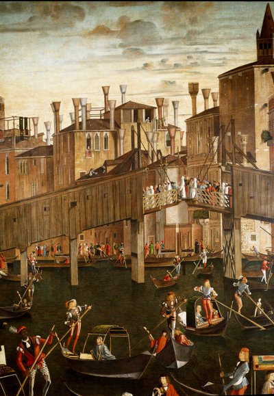 Das Wunder der Reliquie des Heiligen Kreuzes an der Rialtobrücke in Venedig (Detail). Gemälde von Vittore Carpaccio (1460-1525) von Vittore Carpaccio