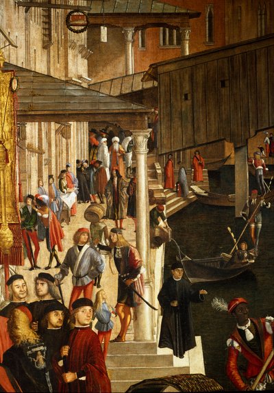 Das Wunder der Reliquie des Heiligen Kreuzes an der Rialtobrücke in Venedig (Detail) von Vittore Carpaccio