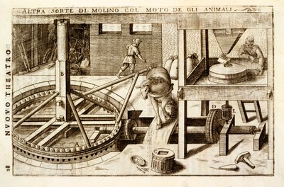 Pferdebetriebene Fräsmaschine, 1607 von Vittorio Zonca