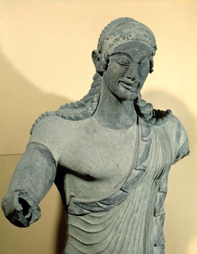 Apollo von Veii, aus dem Tempel der Minerva, ca. 510 v. Chr. (Terrakotta) (Detail) von Vulca