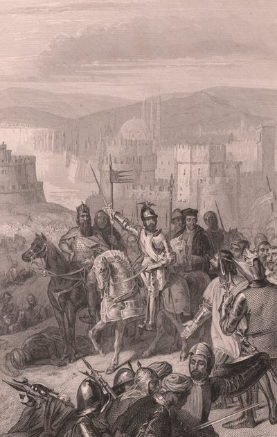 Marschall de Boucicault zwingt Sultan Bayezid, die Belagerung von Konstantinopel zu beenden von John Ward Dunsmore