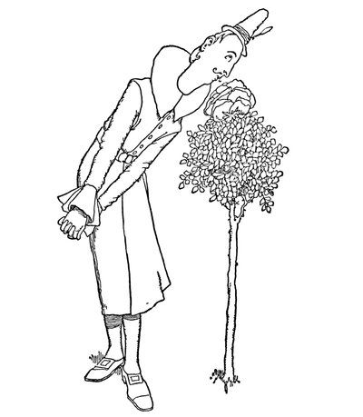 Alle Sorgen und Kümmernisse wurden von ihm vergessen, der ihren Duft einatmete, um 1930 von William Heath Robinson