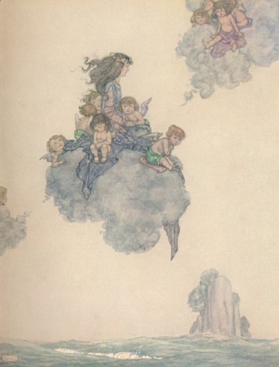 Mit dem Rest ihrer Kinder der Luft, hoch über der rosigen Wolke von William Heath Robinson