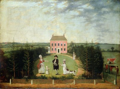 Konversationsstück vor Haus an der Monument Lane, Edgbaston, 1770-1820 von W. Williams
