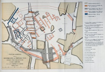 Karte der Akropolis der 2. Stadt in Troja, 1884 von W and Hoefler, J. Doerpfeld