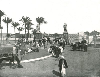 Die Kasr-el-nil-Brücke, Kairo, Ägypten, 1895 von W and S Ltd