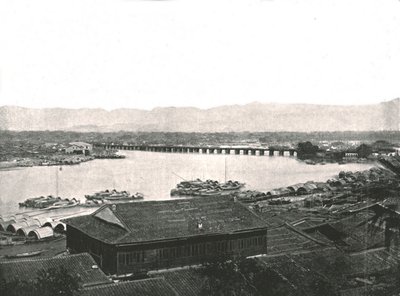Der Fluss Min und die Große Brücke, Foochow, China, 1895 von W and S Ltd