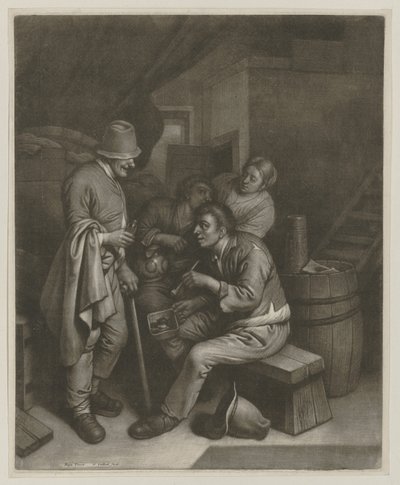 Drei Männer und eine Frau in der Taverne von Wallerant Vaillant