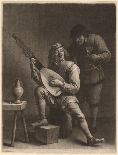 Der Lautenspieler und der Trinker von Wallerant Vaillant after David Teniers the Younger