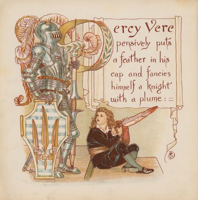 Illustration für Pothooks and Perseverance von Walter Crane (Farblithografie) von Walter (after) Crane