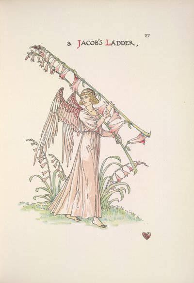 Eine Jakobsleiter. Ein Engel hält eine Leiter aus Pflanzen von Walter Crane