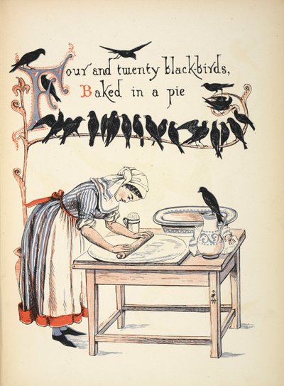 Vierundzwanzig Amseln in einem Kuchen gebacken von Walter Crane