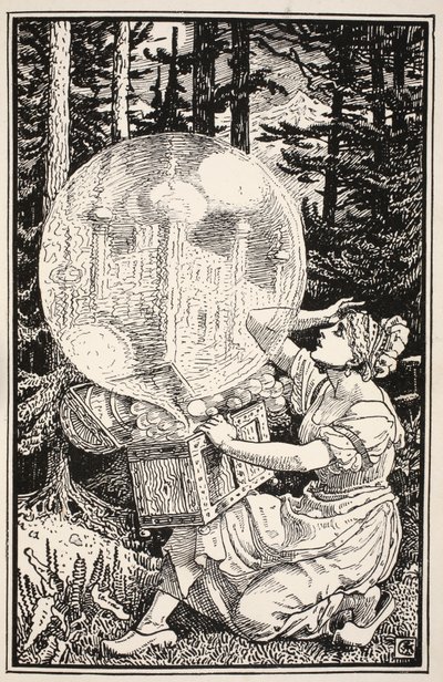 Es kam eine Glaskuppel wie eine Seifenblase heraus, die in die Luft stieg, Illustration aus 