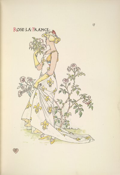 Rose La France. Eine junge Frau riecht an einem Blumenstrauß von Walter Crane