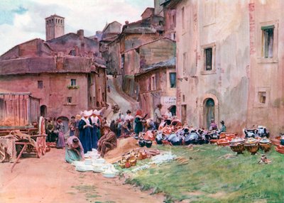 Ein Töpfermarkt in Assisi von Walter Frederick Roofe Tyndale