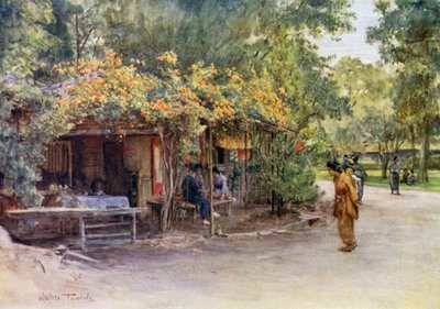 Mit Bignonia bedeckte Laube, Maruyama Park, Kyoto von Walter Frederick Roofe Tyndale