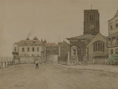 Alldins Kohlenlager und Chelsea Old Church, London von Walter Greaves