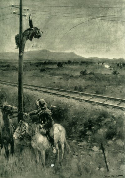 Buren beim Durchtrennen der Telegrafendrähte erwischt, 1902 von Walter Paget