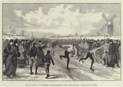 Schlittschuhrennen in Littleport, Cambridgeshire, Endlauf zwischen J Smart und T Wells von Walter Paget