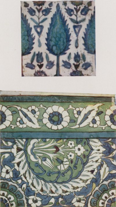 Syrische Fliese aus dem 18. Jahrhundert, aus einer Moschee in Damaskus, syrische Fliese aus dem 16. oder 17. Jahrhundert, aus einer Moschee in Damaskus von Walter Spencer Stanhope Tyrwhitt