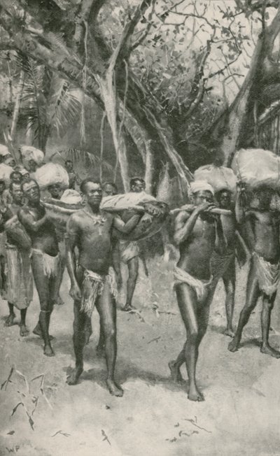 Die Anhänger von Dr. Livingstone tragen seinen einbalsamierten Körper zur Küste von Walter Stanley Paget