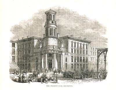 Die gegenwärtige Kohlenbörse, eröffnet von Prinz Albert im Jahr 1849, Thames Street, 1878 von Walter Thornbury