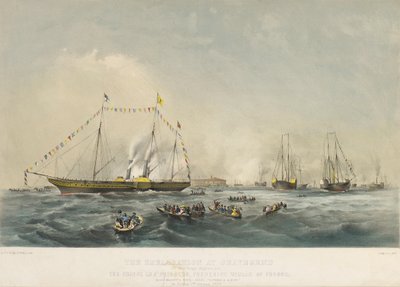 Das Einschiffen von Prinz Friedrich Wilhelm IV. von Preußen (1795-1861) und seiner Frau Elisabeth von Bayern (1801-1873) an Bord des Schiffes Victoria und Albert, in Gravesend, England, am 2. Februar von Walter William May