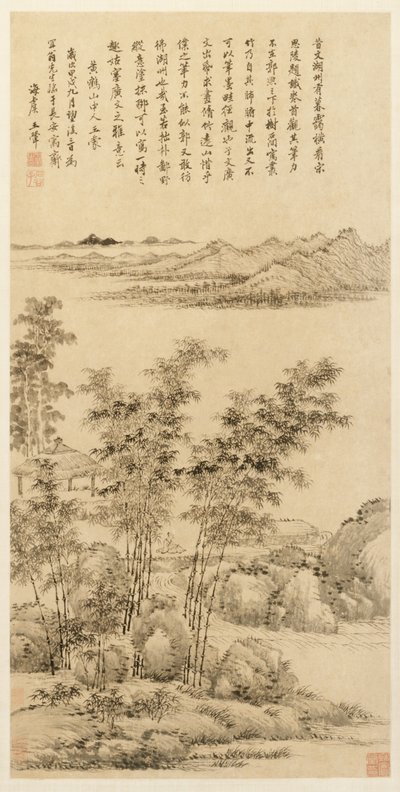 Hoher Bambus und ferne Berge, nach Wang Meng, 1694 von Wang Hui
