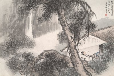 Lesen im abgelegenen Kiefernstudio (Song yin an) von Wang Su