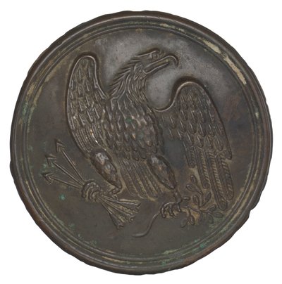 Teller mit gestanztem Messingadler-Design von einem Patronengürtel, 1862-1865 von Warren H. Wilkinson