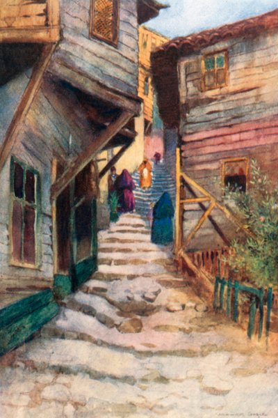 Eine Treppenstraße von Warwick (after) Goble