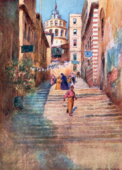 Eine Treppenstraße in Galata von Warwick (after) Goble