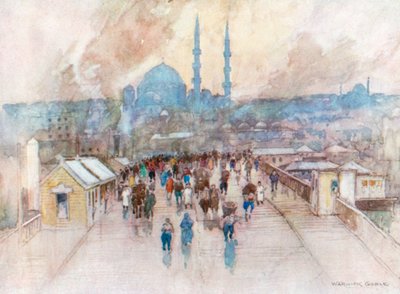 Ein nasser Tag auf der Galata-Brücke von Warwick (after) Goble