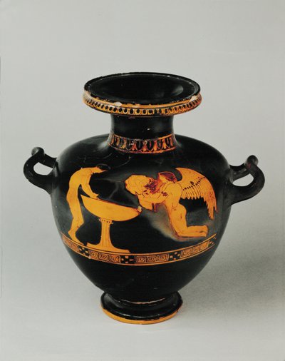 Frau vor einer kelchförmigen Vase von Washing Painter (attr. to)