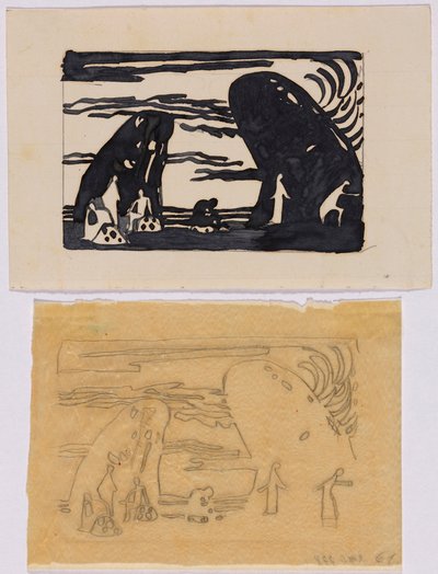 Entwurf und Pause zu dem Holzschnitt Klänge, S. 65 von Wassily Kandinsky