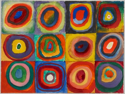 Farbstudie - Quadrate mit konzentrischen Ringen von Wassily Kandinsky