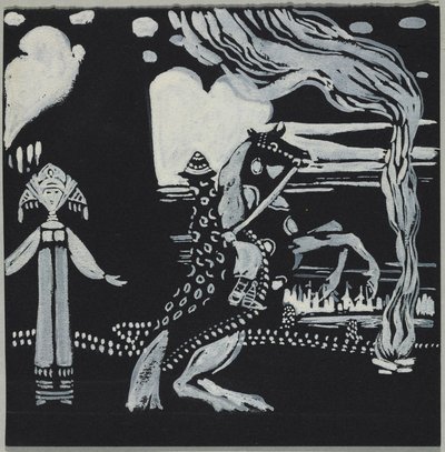 Flamme, Dame und Reiter (in Phantasie-Tracht) von Wassily Kandinsky