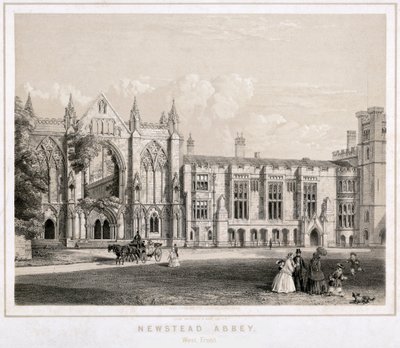 Westansicht der Newstead Abbey, Nottinghamshire, ca. 1860 von Waterlow and Sons