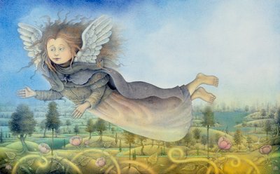 Fliegende Fee über Landschaft von Wayne Anderson