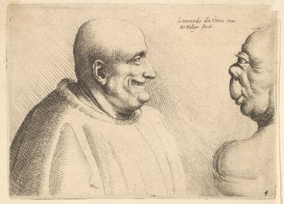 Ein großer Mann mit einer Glatze, der einer grotesken Frau gegenübersteht von Wenceslaus Hollar